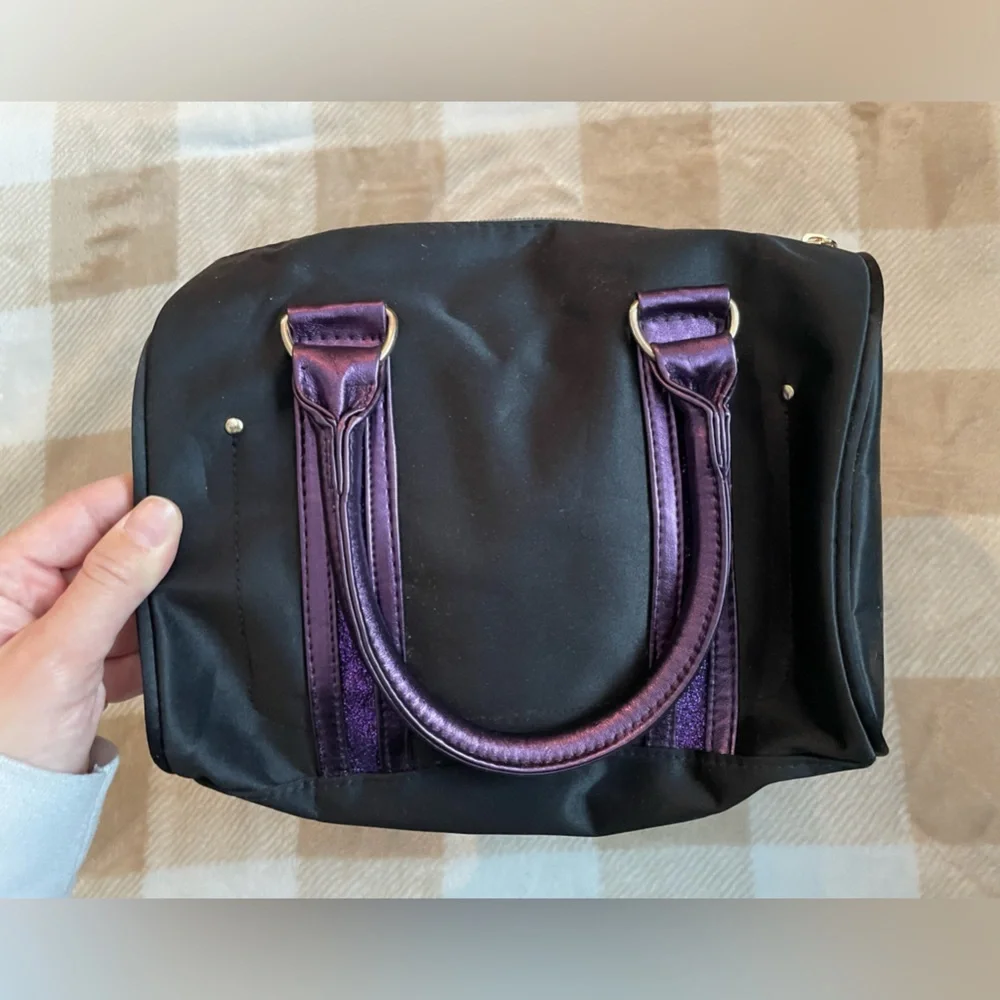 NWT Victoria's Secret Love Spell Black and Purple Sparkle Cosmetic Bag